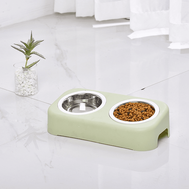 Raised double bowl used for food and water
