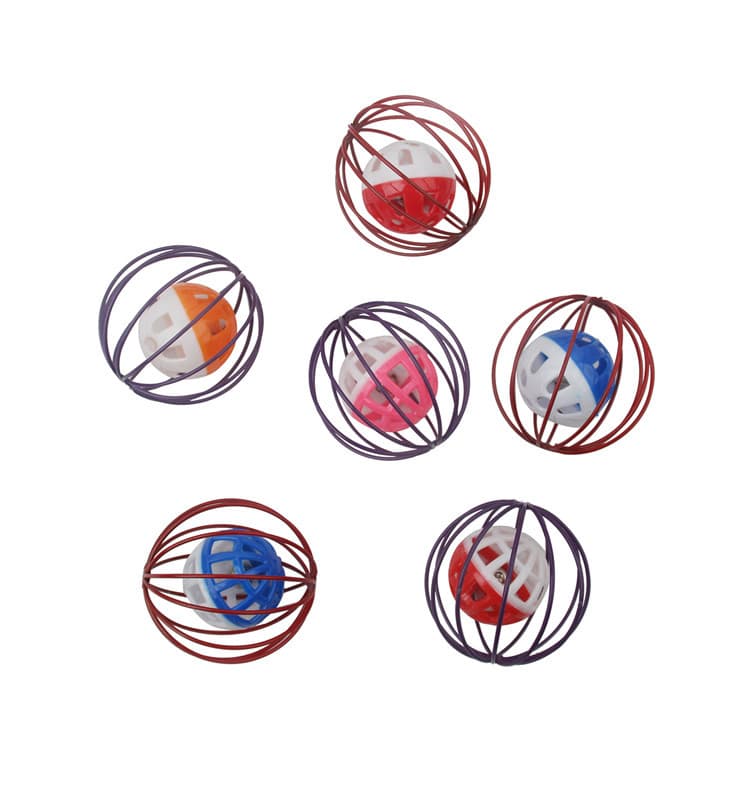 Caged hollow bell cat toy styles on a white background