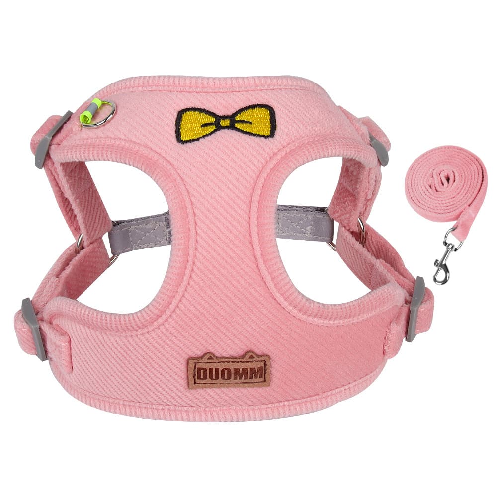 Corduroy Bow Dog Harness Set main product image